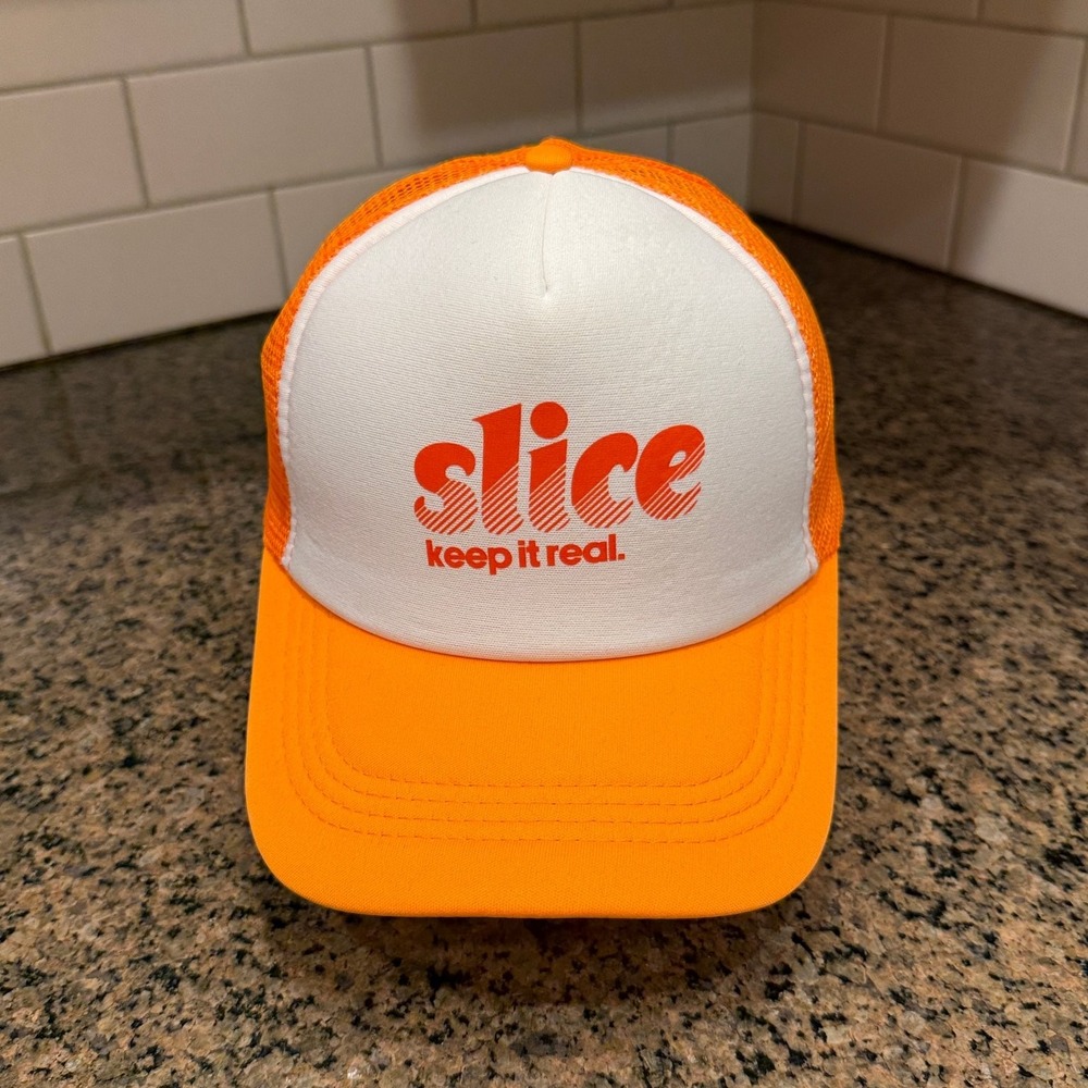 Slice Hat Trucker Snapback Men's Adjustable Orange White Mesh Promotional
